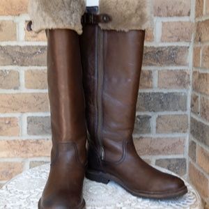 Frye Mara Shearling Boots Chestnut leather Sz 9.5